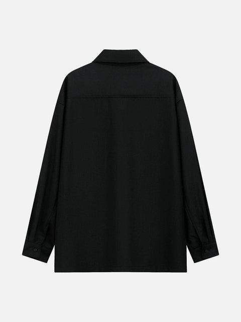 Big Pocket Zip Up Long Sleeve Shirt