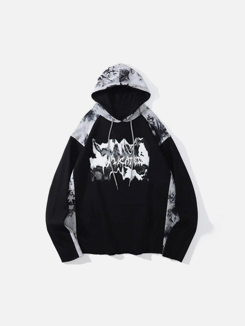 Ink Tie-dye Stitching Oversized Washed Hoodie