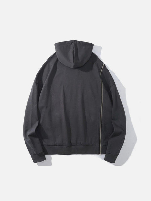 Side Zipper Embroidered Alphabet Tassels Oversized Hoodie
