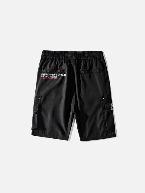 Combat Letter Print Multi Pockets Nylon Shorts