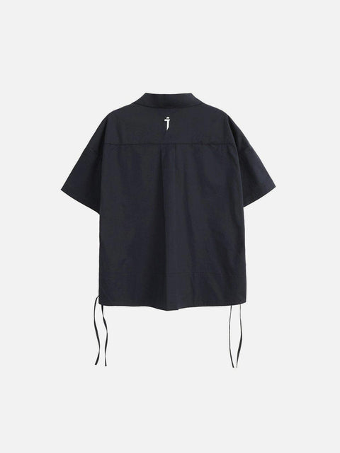 Big Pocket Ribbon Function Short Sleeve Shirt