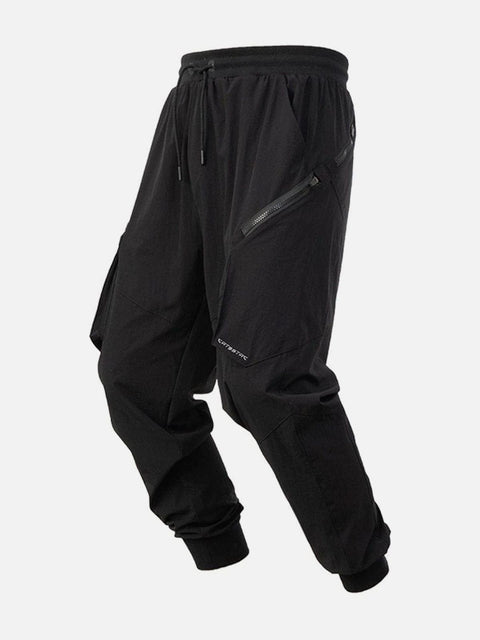 Zip Up Tilt Pockets Drawstring Cargo Pants