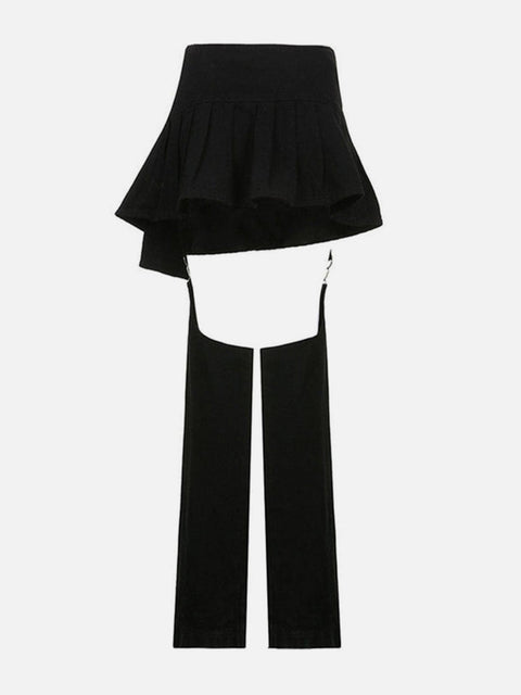 Dark Irregular Detachable Rivets Pants