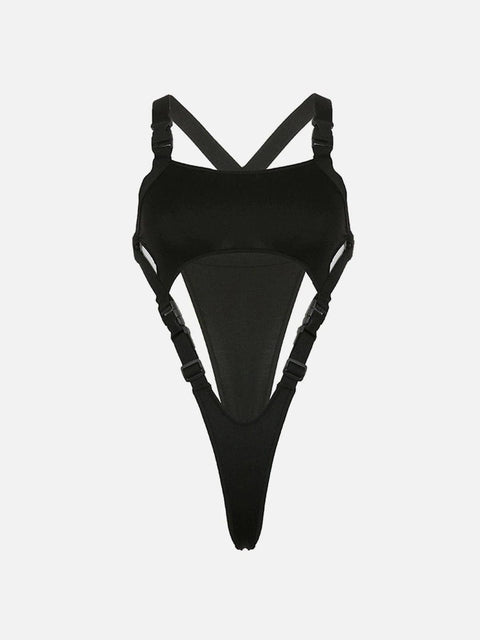 Irregular Cutout Button Sexy Jumpsuit
