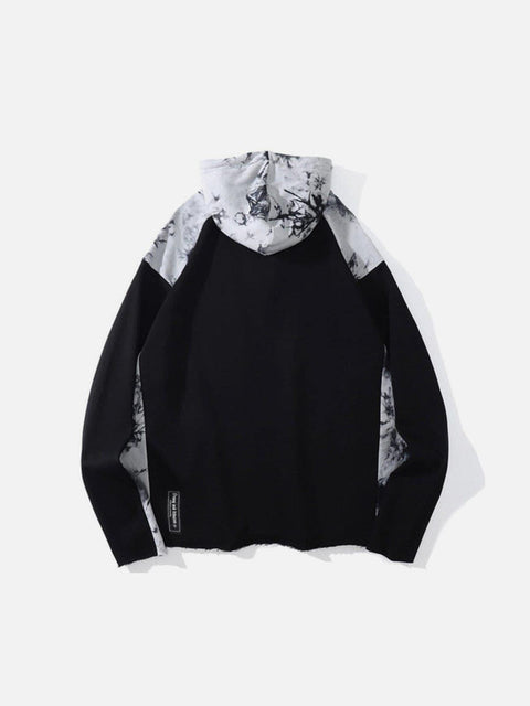 Ink Tie-dye Stitching Oversized Washed Hoodie