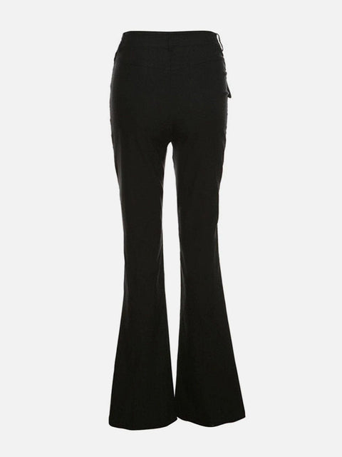 High Waist Cut-out Chain Flared Pants