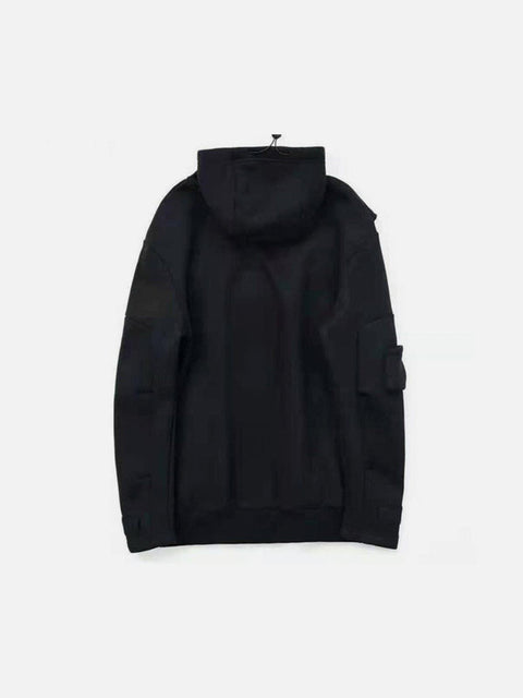 Dark Fake Zipper Pockets Hoodie