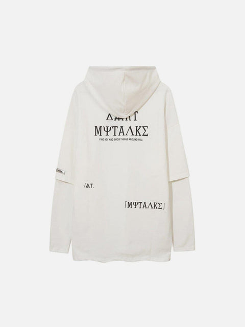 Personality Fake Two Print Hoodie