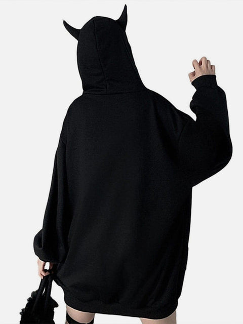 Dark Little Devil Horn Zip Up Hoodie