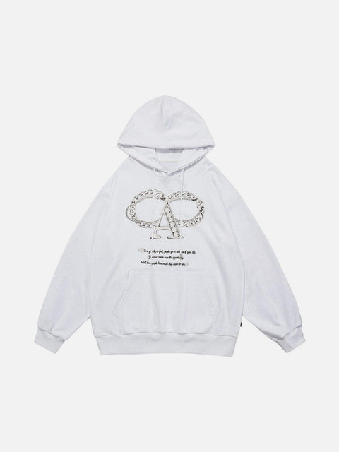 Alphabet Necklace Print Hoodie