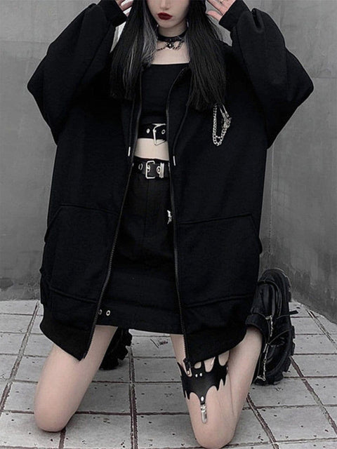 Dark Little Devil Horn Zip Up Hoodie