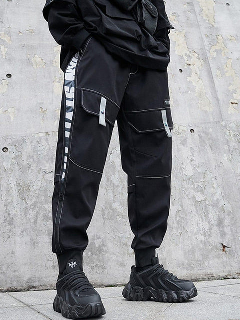 Techwear Side Zipper Print Cargo Pants
