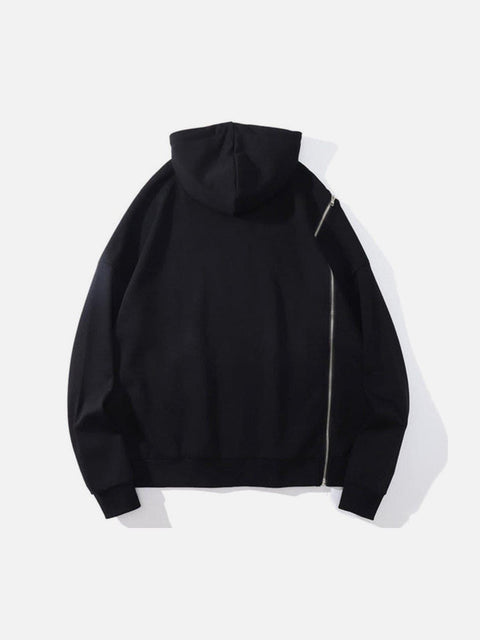 Side Zipper Embroidered Alphabet Tassels Oversized Hoodie