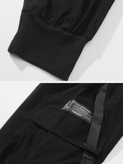 Combat Ribbons Buckle Pockets Cargo Pants