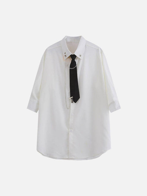 Gothic Tie Chain Clip Short Sleeve Shirt
