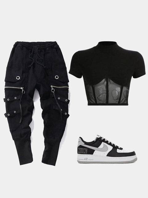 Zipper Multi Pockets Harem Pants