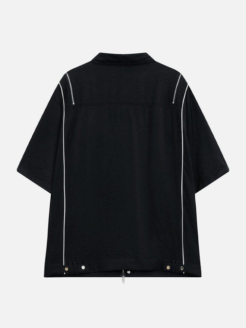 Multi Zip Up Short Sleeve Shirt