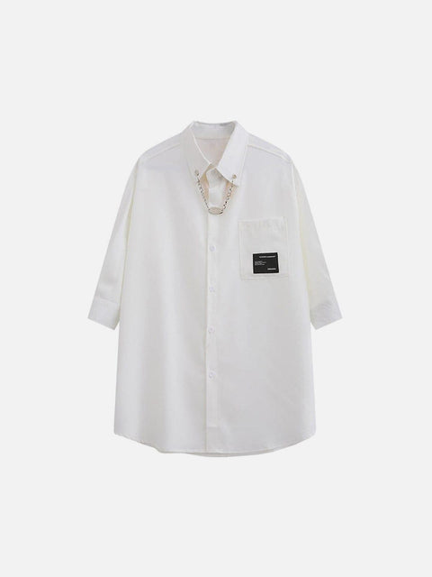 Neckline Chain Short Sleeve Shirt