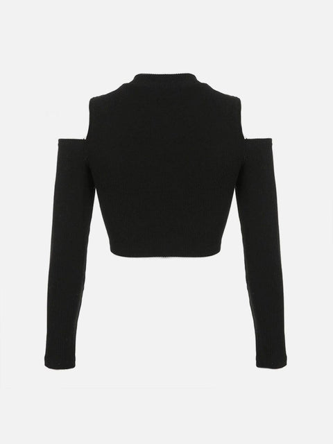 Hollow Out Bandage Long Sleeve T Shirt
