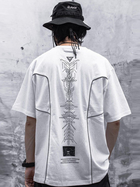 Functional Reflective Strip Print Cotton Tee