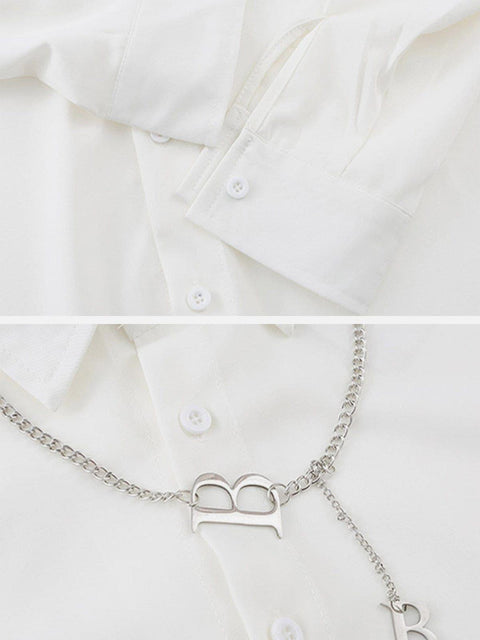 Dark B Chain Decoration Long Sleeve Shirt