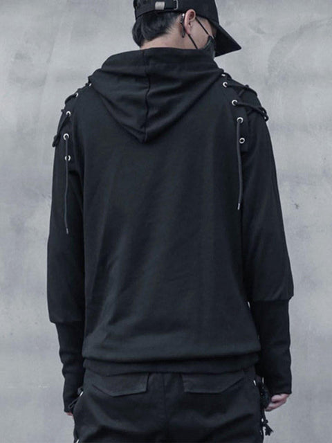 Dark Patchwork Bandage Hoodie