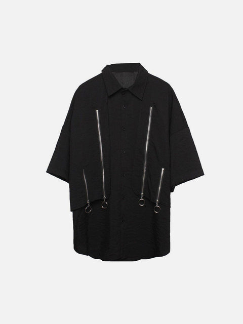 Dark Personalized Zipper Patchwork Shirt