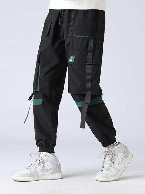 Multi Pockets Ribbons Cargo Pants