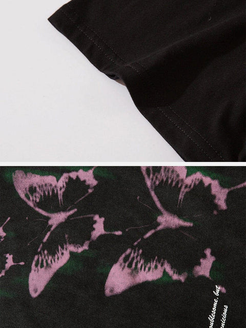 Punk Butterfly Graphic Washed Tee