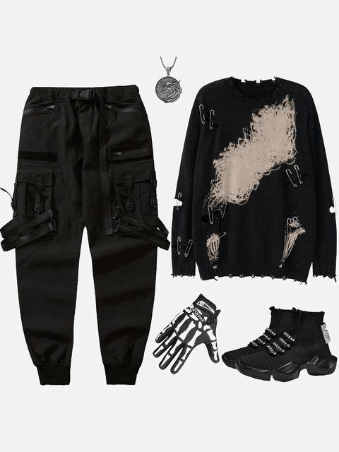 Paperclip Tie Dye Hole Knit Sweater