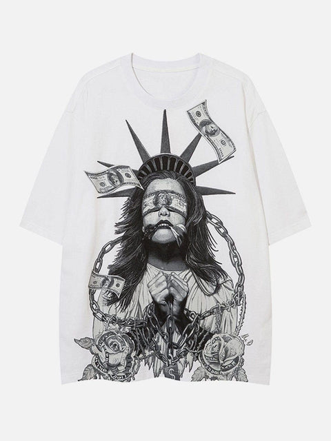 Imprisoned Girl Statue Of Liberty Oversized Tee