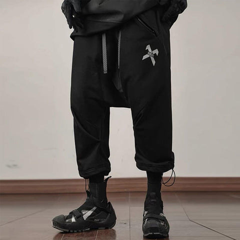 Multi Pockets Drawstring Calf Pants