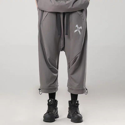 Multi Pockets Drawstring Calf Pants