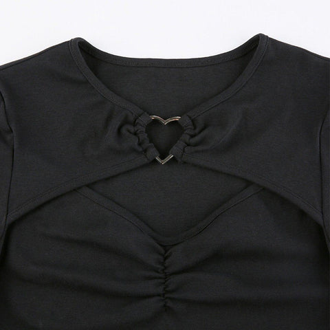 Heart Metal Buckle Hollow Shirt