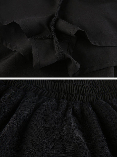 Cross Straps Lace Skirt