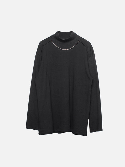 Solid Color Necklace Stand Collar Sweatshirt