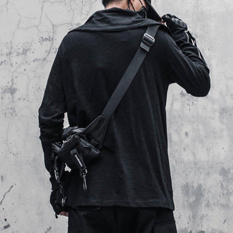 Dark Irregular Turtleneck Zipper Sweatshirt