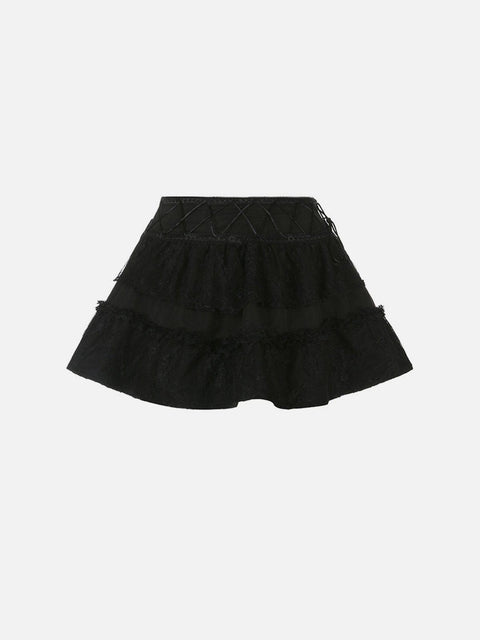 Cross Straps Lace Skirt