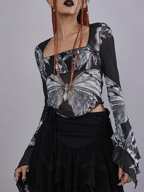 Mesh Horn Long Sleeve T Shirt