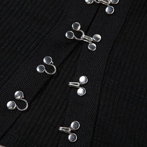 Punk Navel Metal Button Short Sleeve T Shirt