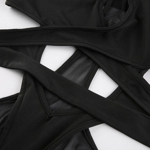 Cross Cutout Straps Long Sleeve Jumpsuit