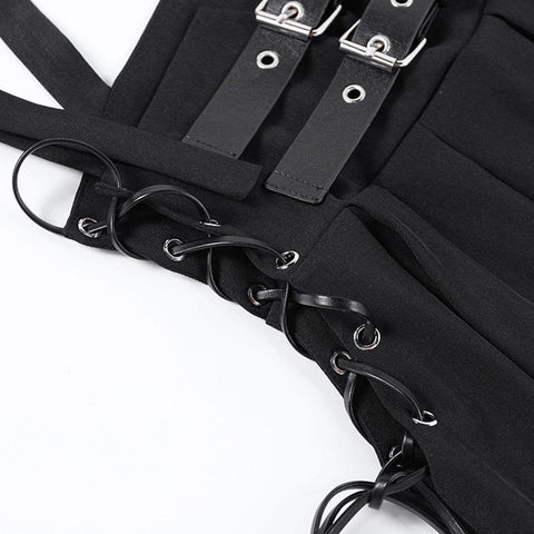 Punk Strap Pleated Skirt