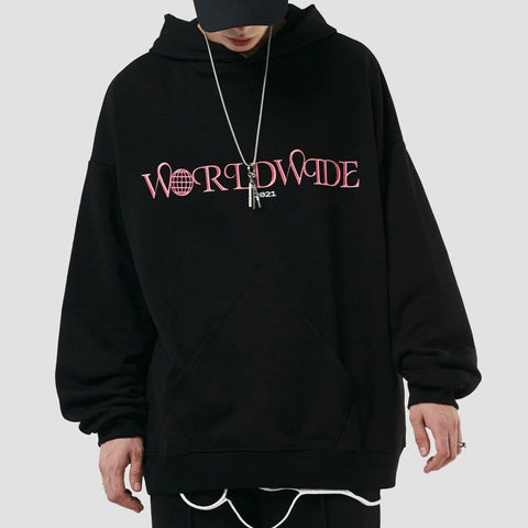Solid Color Basic Letters Print Hoodie
