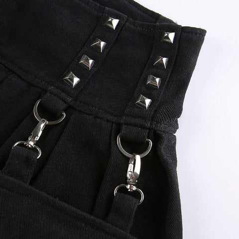 Dark Irregular Detachable Rivets Pants