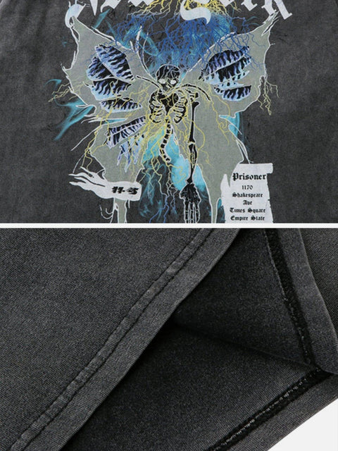 Skull Butterfly Washed Graphic Tee