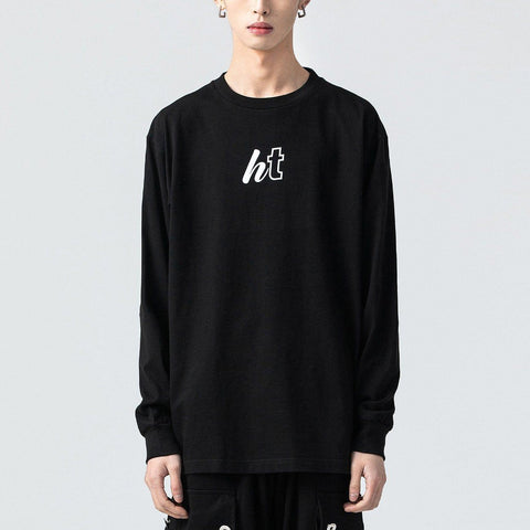 Solid Color Print Sweatshirt