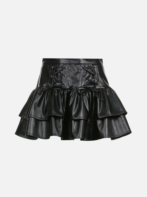 Patchwork Fake Two Pleated Skirt