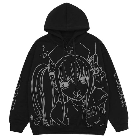 Anime Nurse Girl Print Hoodies