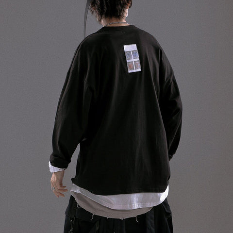 Basic Embroidery Fake Two Sweatshirt