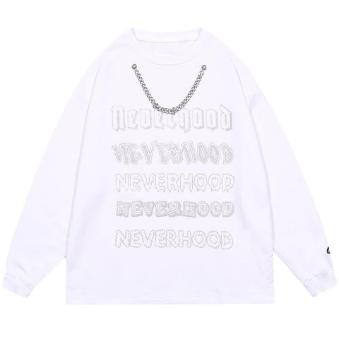 Necklace Letters Print Sweatshirt